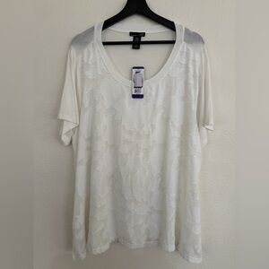 RXB Cream Floral Short Sleeve Top Rayon